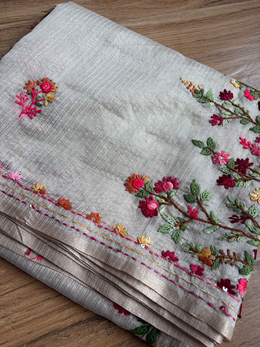 Linen tissue silk saree